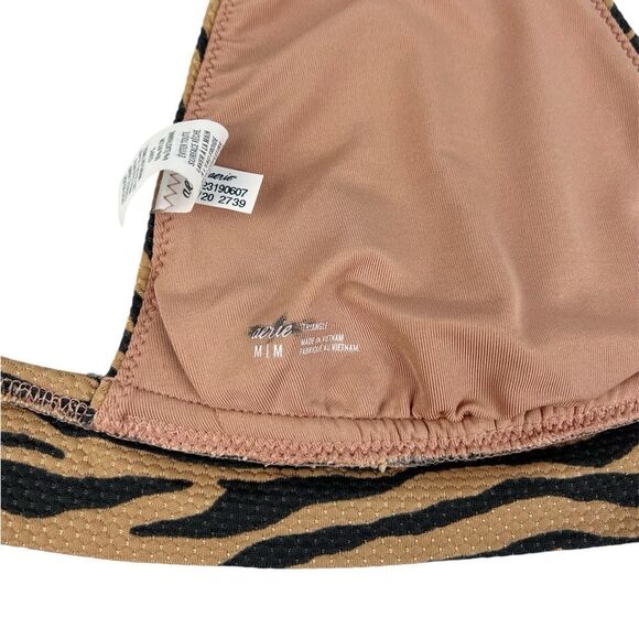 Aerie Pique Animal Zebra Print Tan Triangle Bikini Top Medium - Picture 5 of 7